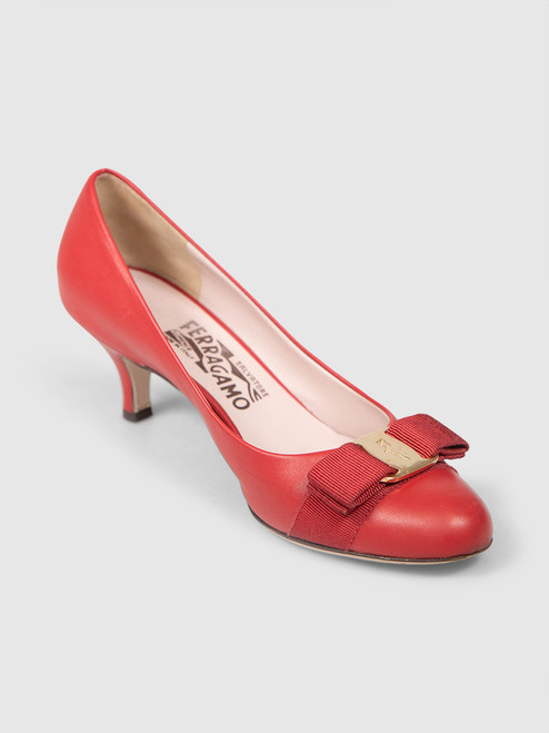 Salvatore Ferragamo Red Leather Vara Pumps Salvatore Ferragamo Red Leather Vara Pumps