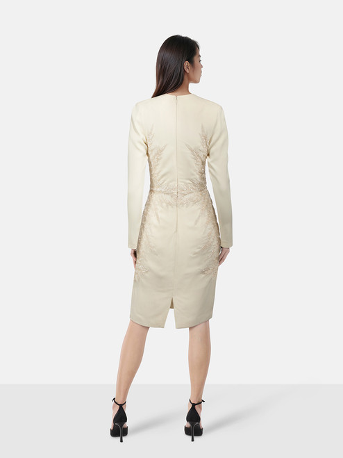 Zuhair Murad Ecru Sequin Embellished Midi Dress Zuhair Murad Ecru Sequin Embellished Midi Dress