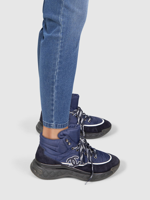 Chanel Navy High Top Track Trainers Chanel Navy High Top Track Trainers