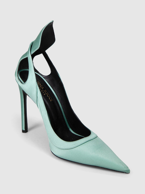 Nina Ricci Blue Silk Cut Out Detail Pumps Nina Ricci Blue Silk Cut Out Detail Pumps