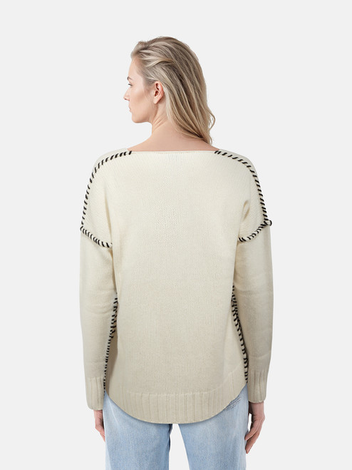 Etro Ecru Wool Stitch Detail V Neck Jumper Etro Ecru Wool Stitch Detail V Neck Jumper