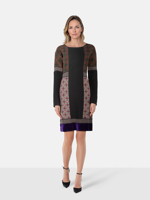 Etro Abstract Pattern Long Sleeve Wool Dress Etro Abstract Pattern Long Sleeve Wool Dress