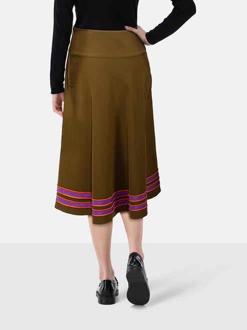 Etro Khaki Midi Flared Skirt Etro Khaki Midi Flared Skirt