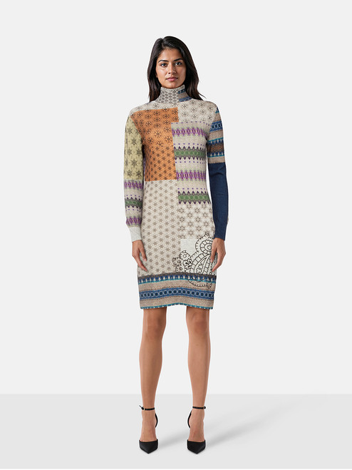 Etro Abstract Wool Knit Turtleneck Dress Etro Abstract Wool Knit Turtleneck Dress