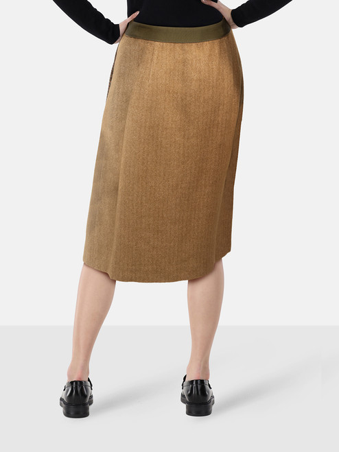 Etro Brown Wool Herringbone Wrap Skirt Etro Brown Wool Herringbone Wrap Skirt