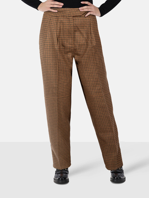 Etro Brown Wool Tartan Print Trousers Etro Brown Wool Tartan Print Trousers