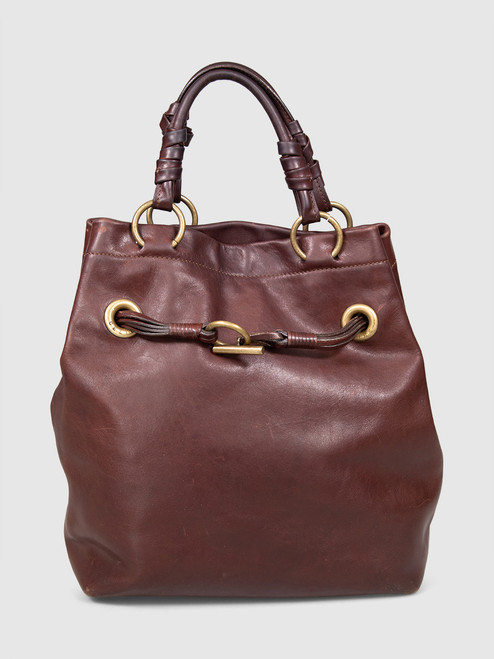 Céline Brown Leather Drawstring Handbag Céline Brown Leather Drawstring Handbag