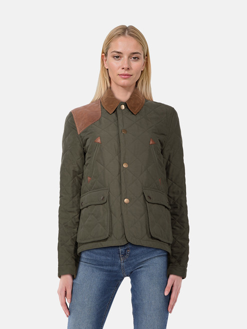 Ralph Lauren Khaki Leather Panel Quilted Jacket Ralph Lauren Khaki Leather Panel Quilted Jacket