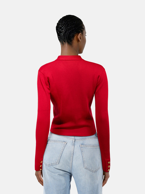 Ralph Lauren Vintage Red Silk Gold Button Cardigan Ralph Lauren Vintage Red Silk Gold Button Cardigan