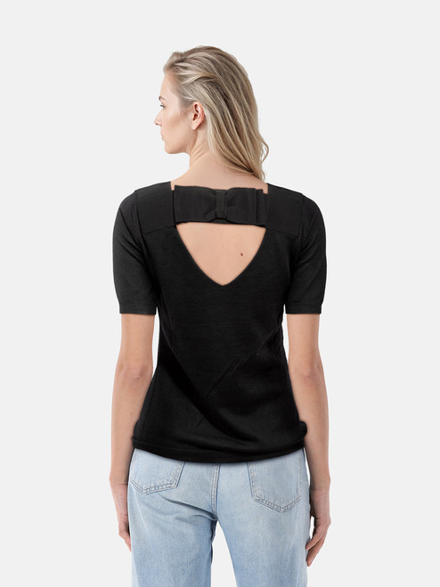 Prada Black Short Sleeve Bow Detail Top Prada Black Short Sleeve Bow Detail Top