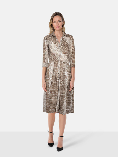 Samantha Sung Crocodile Pattern Midi Shirt Dress Samantha Sung Crocodile Pattern Midi Shirt Dress