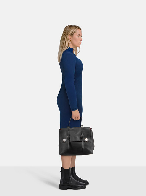 Prada Black Leather Double Turnlock Top Handle Bag Prada Black Leather Double Turnlock Top Handle Bag