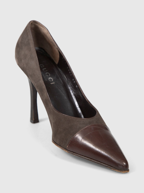 Gucci Brown Suede Cap Toe Pumps Gucci Brown Suede Cap Toe Pumps