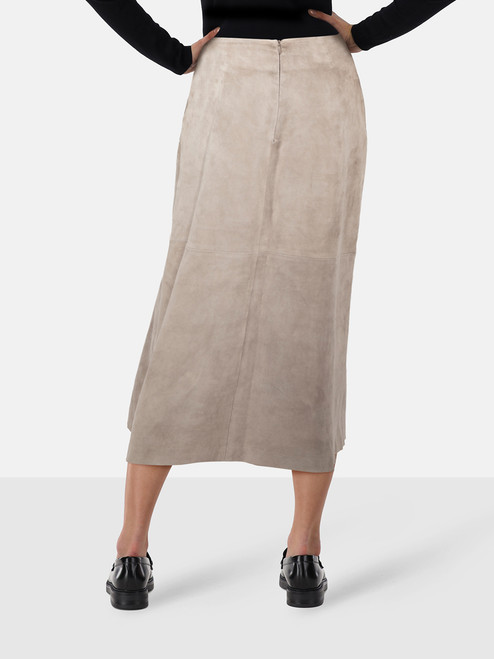 Brunello Cucinelli Beige Suede Midi Skirt Brunello Cucinelli Beige Suede Midi Skirt