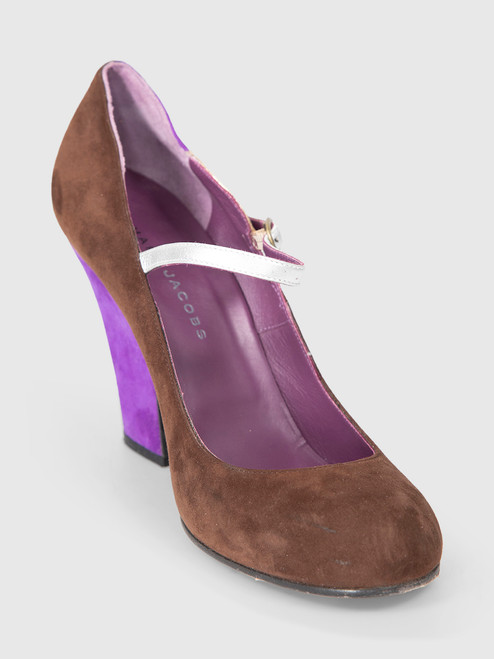 Marc Jacobs Brown & Purple Suede Mary Jane Heels Marc Jacobs Brown & Purple Suede Mary Jane Heels