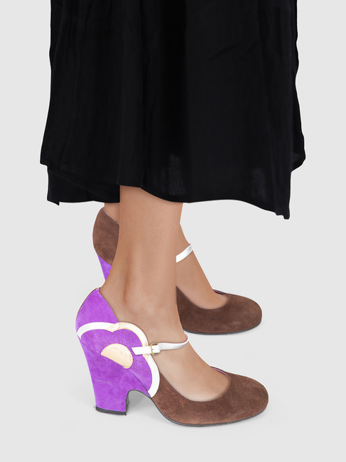 Marc Jacobs Brown & Purple Suede Mary Jane Heels Marc Jacobs Brown & Purple Suede Mary Jane Heels