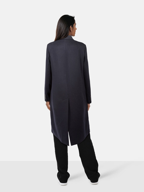 Victoria Beckham Navy Wool Double Breast Long Coat Victoria Beckham Navy Wool Double Breast Long Coat