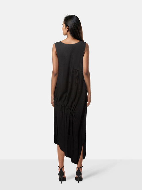 Yohji Yamamoto Y's Black Asymmetric Drawstring Dress Yohji Yamamoto Y's Black Asymmetric Drawstring Dress