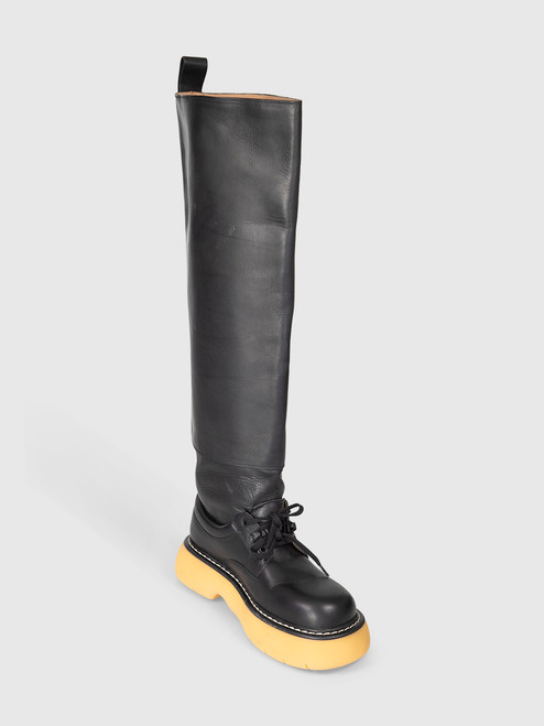 Bottega Veneta Black Bounce Leather Derby Boots Bottega Veneta Black Bounce Leather Derby Boots