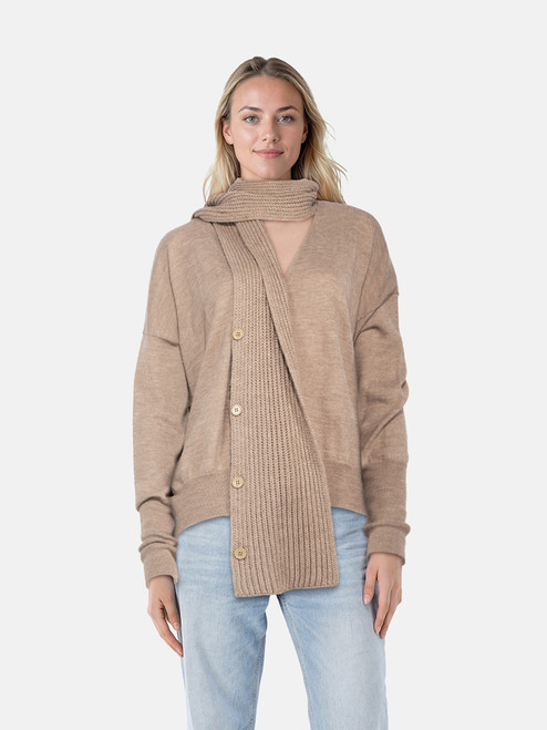 Maison Margiela MM6 Beige Scarf Knit Cardigan Maison Margiela MM6 Beige Scarf Knit Cardigan