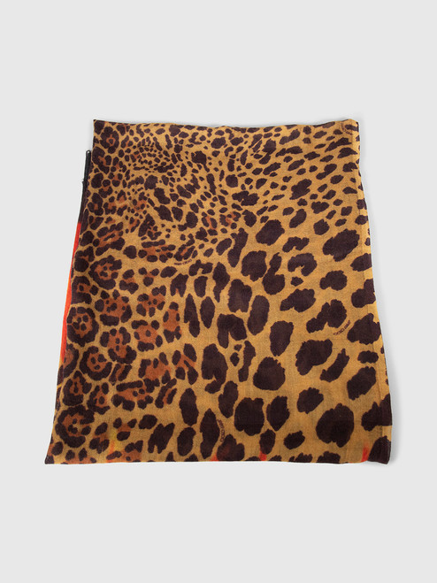 Jimmy Choo Flame & Leopard Print Cashmere Scarf Jimmy Choo Flame & Leopard Print Cashmere Scarf