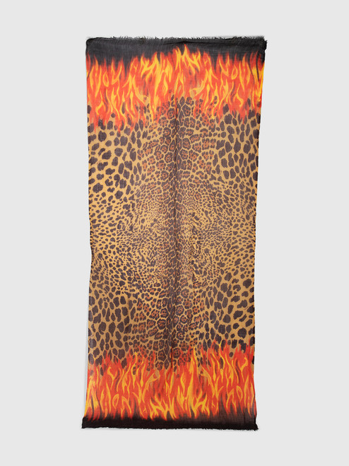 Jimmy Choo Flame & Leopard Print Cashmere Scarf Jimmy Choo Flame & Leopard Print Cashmere Scarf