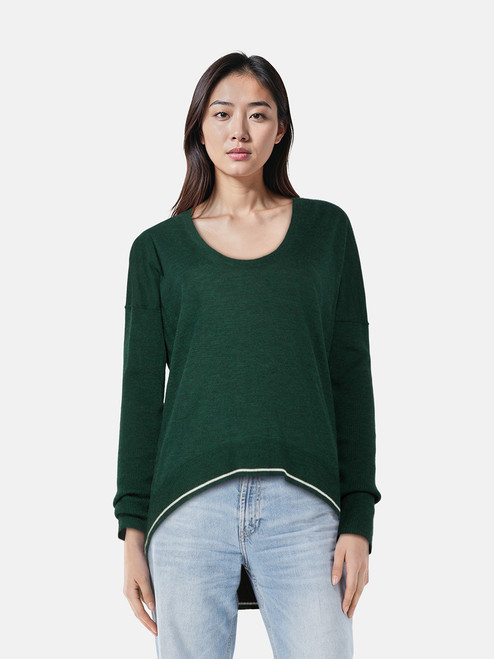 Zadig & Voltaire Green Wool Knit Scoop Neck Jumper Zadig & Voltaire Green Wool Knit Scoop Neck Jumper