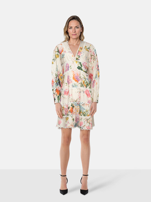 Zimmermann Floral V-Neck Long Sleeve Dress Zimmermann Floral V-Neck Long Sleeve Dress