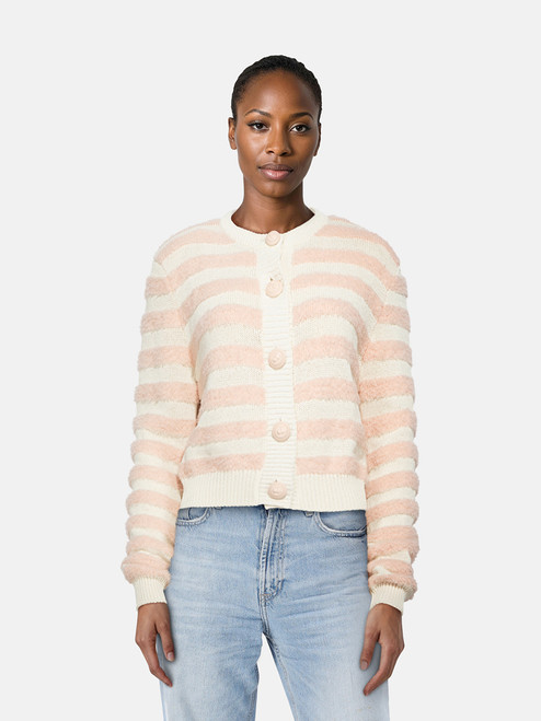 Balmain Pink Stripe Knit Cardigan