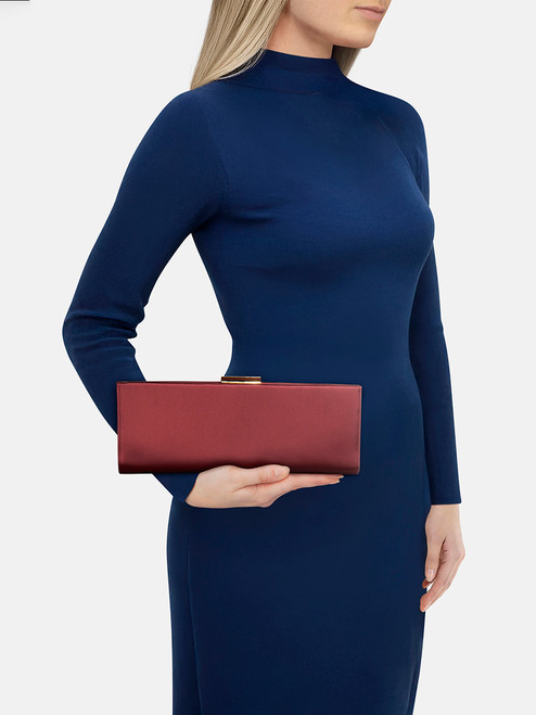 Salvatore Ferragamo Burgundy Satin Clutch Bag Salvatore Ferragamo Burgundy Satin Clutch Bag