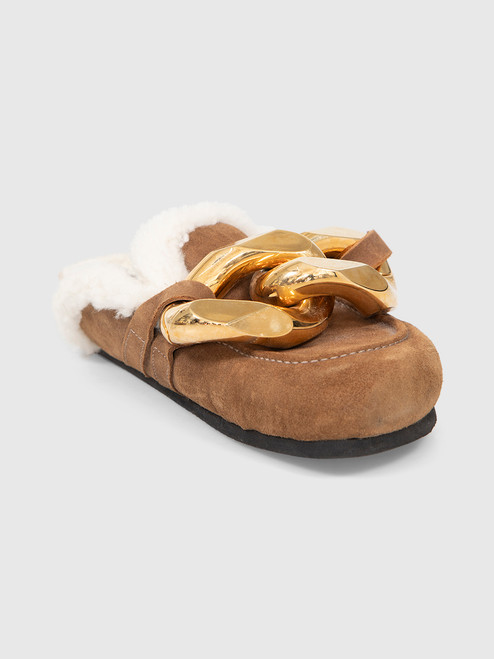 J.W.Anderson Brown Suede & Shearling Link Mules J.W.Anderson Brown Suede & Shearling Link Mules