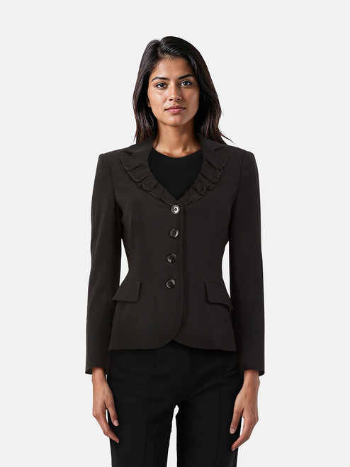 Moschino Black Frill Collar Single Breasted Blazer