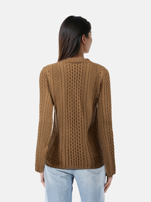 Chloé Warm Green Wool Cable Knit Jumper Chloé Warm Green Wool Cable Knit Jumper