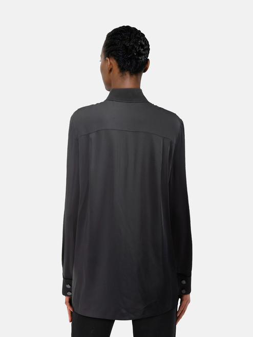 Victoria Beckham Black Plunge Neck Button Blouse Victoria Beckham Black Plunge Neck Button Blouse