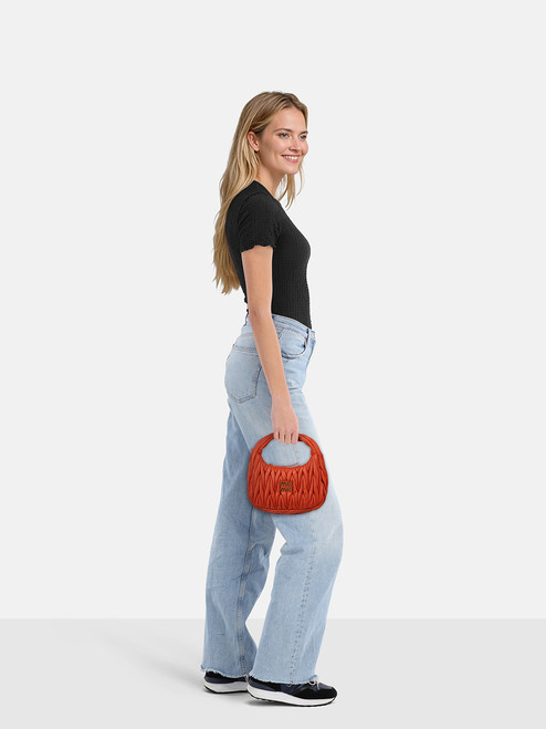 Miu Miu Orange Wander Matelassé Nappa Hobo Bag Miu Miu Orange Wander Matelassé Nappa Hobo Bag