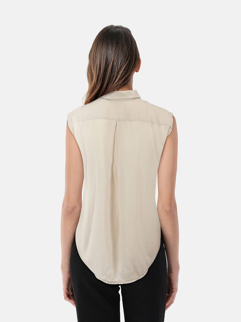 Acne Studios Ecru Silk Sleeveless Distressed Shirt Acne Studios Ecru Silk Sleeveless Distressed Shirt