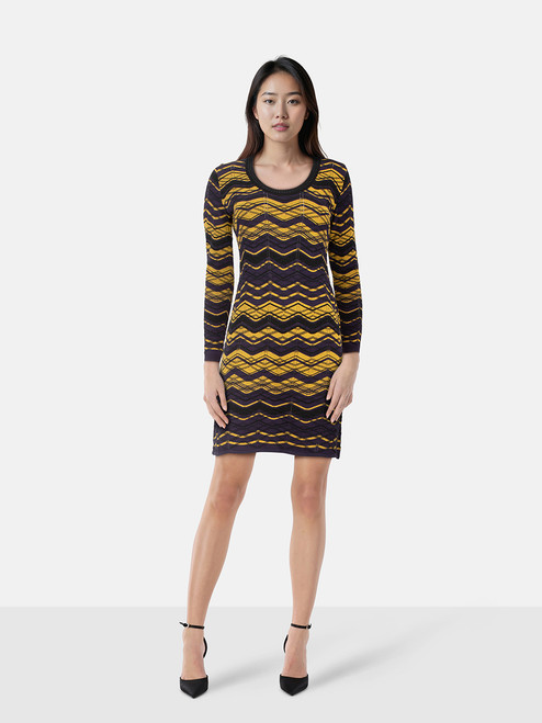 Missoni Yellow & Navy Zigzag Print Dress Missoni Yellow & Navy Zigzag Print Dress