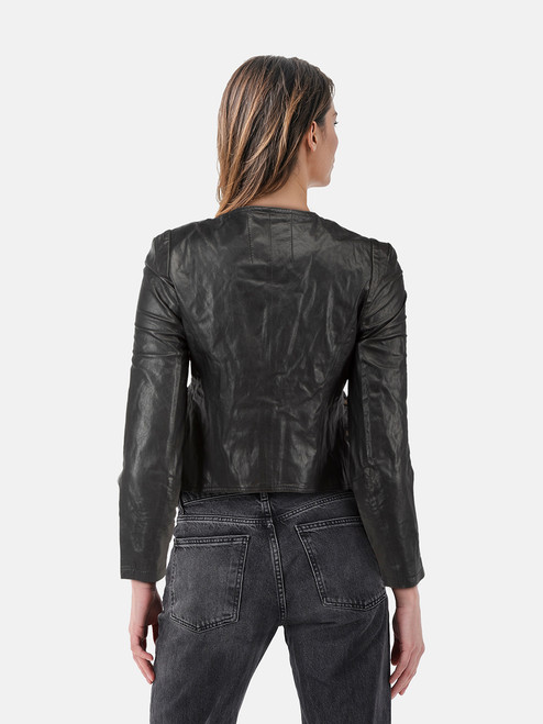Roberto Cavalli Black Short Leather Biker Jacket Roberto Cavalli Black Short Leather Biker Jacket