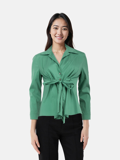 Prada Green Long Sleeve Waist Tie Shirt Prada Green Long Sleeve Waist Tie Shirt