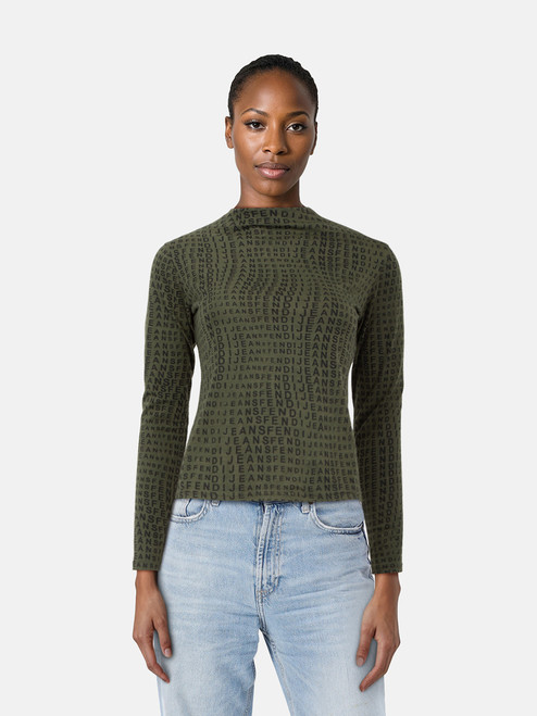 Fendi Green Logo Print Long Sleeve Top Fendi Green Logo Print Long Sleeve Top