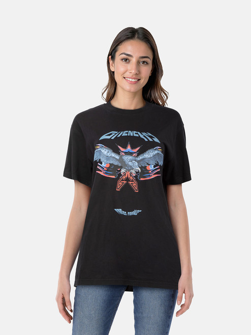 Givenchy Black Graphic Eagle Logo Print T-Shirt