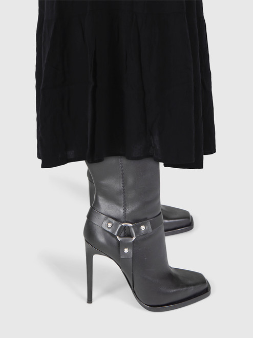 Dsquared2 Black Buckled Leather Mid Calf Boots