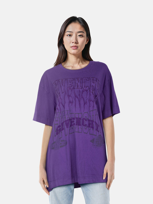 Givenchy Purple Logo Embroidered T-Shirt