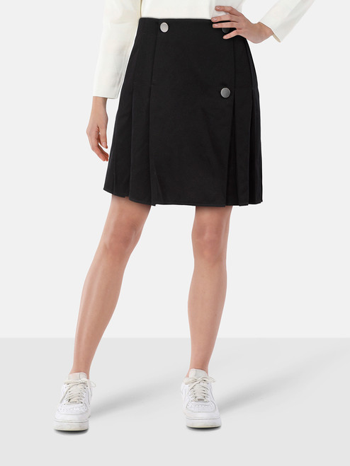 Bottega Veneta Black Wool Pleated Mini Skirt