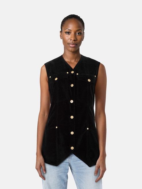 Versace Black Velvet & Corduroy Vest