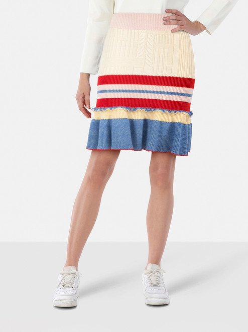 Alexander McQueen Striped Wool Flared Skirt Alexander McQueen Striped Wool Flared Skirt