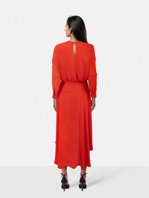 Maje Red Long Sleeve Midi Dress Maje Red Long Sleeve Midi Dress