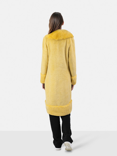 Shrimps AW19 Yellow Faux Fur Long Coat