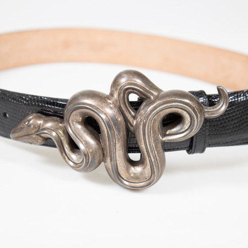 Barry Kieselstein-Cord Black Lizard Leather Belt Barry Kieselstein-Cord Black Lizard Leather Belt