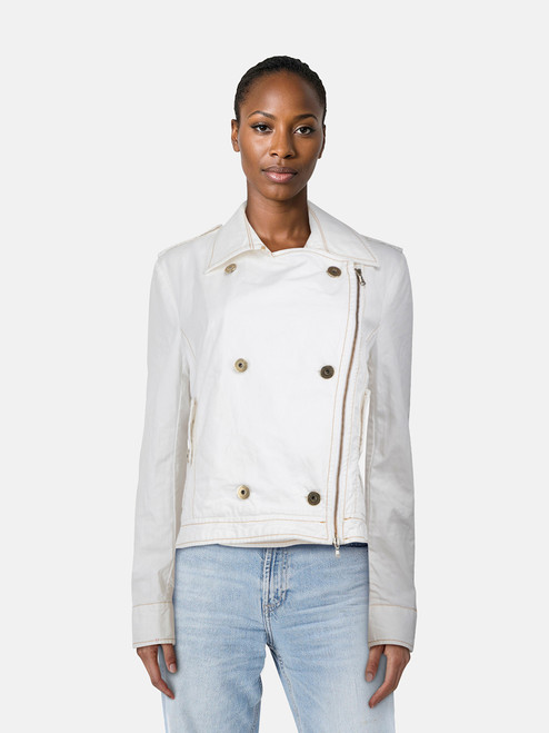 Jean Paul Gaultier White Asymmetric Zipped Jacket Jean Paul Gaultier White Asymmetric Zipped Jacket